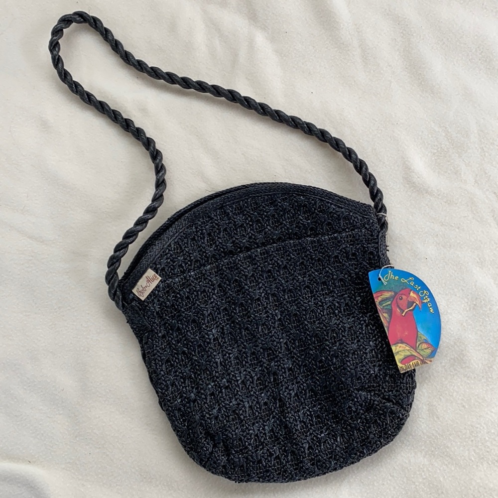 Bob & Alice Black Straw Purse Vintage 80’s NWT
